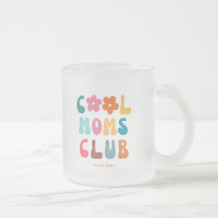Modern Retro Cool moms club Vintage Groovy Daisy Frosted Glass Coffee Mug