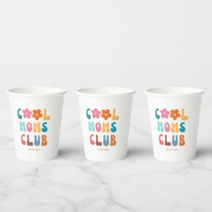 Modern Retro Cool moms club Vintage Groovy Daisy Paper Cups