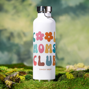 Modern Retro Cool moms club Vintage Groovy Daisy Water Bottle