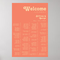Modern Retro | Coral Alphabetical Seating Poster