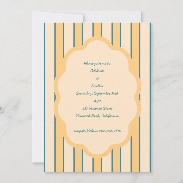 Modern Retro Coral and Green  Invitation (Front)