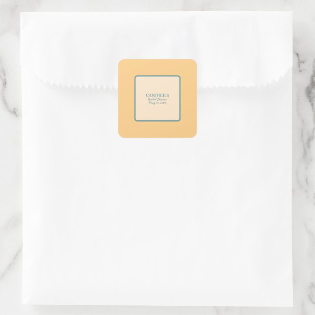 Modern Retro Coral and Green  Square Sticker (Bag)