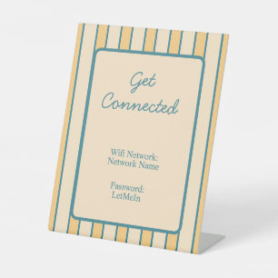 Modern Retro Coral and Green Stripe Pedestal Sign