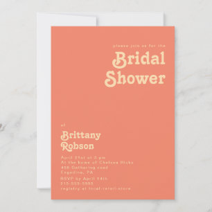 Modern Retro Coral Bridal Shower Invitation