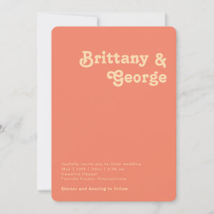 Modern Retro   Coral Casual Rounded Edges Wedding Invitation