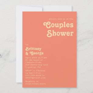 Modern Retro Coral Couples Shower Invitation