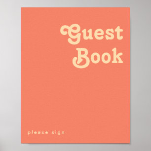 Modern Retro   Coral Guest Book Sign