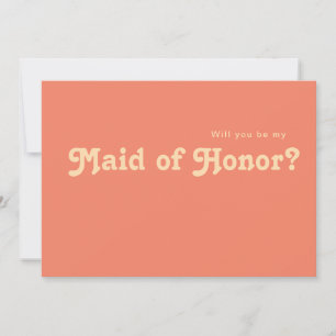 Modern Retro Coral Maid of Honour Proposal Card