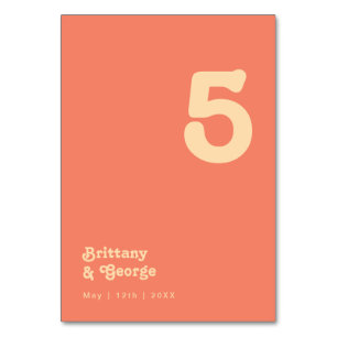 Modern Retro   Coral Table Number