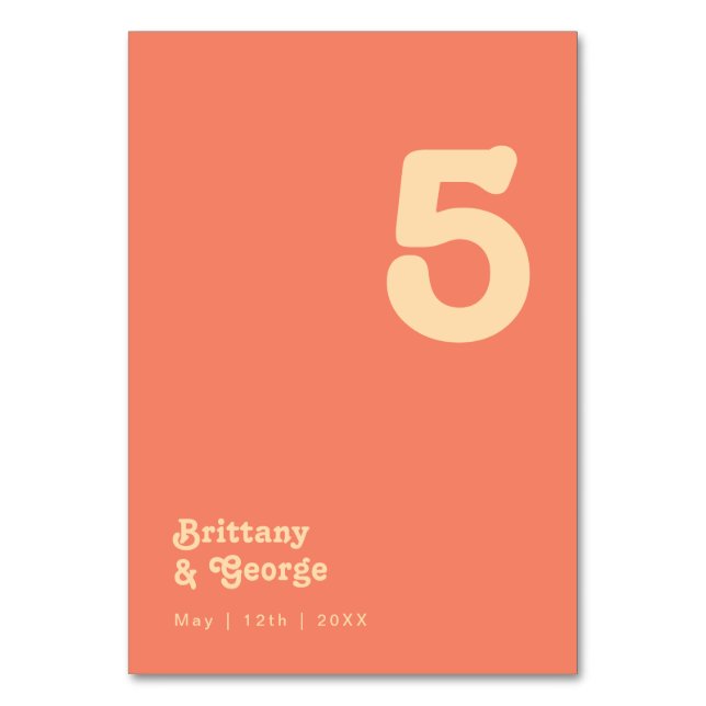 Modern Retro | Coral Table Number (Front)