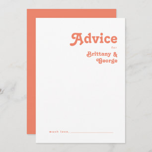 Modern Retro   Coral Wedding Advice Card