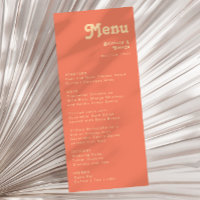 Modern Retro | Coral Wedding Dinner Menu