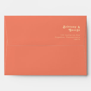 Modern Retro   Coral Wedding Invitation Envelope