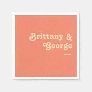 Modern Retro   Coral Wedding Napkins
