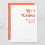 Modern Retro | Coral Wedding Well Wishes Card<br><div class="desc">This modern retro | coral wedding well wishes card is perfect for your simple vintage, colourful tropical boho summer wedding. Its unique bohemian mid-century font gives this design a classic minimalist groovy hippie vibe. If you're looking for a design that features bright, bold colours for your creative 70's beach wedding,...</div>