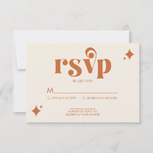 Modern Retro Cream and Orange Wedding RSVP Card