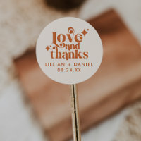 Modern Retro Cream and Orange Wedding Thank You 