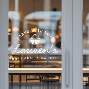 Modern Retro Cupcakes Sweets Cafe Bakery Logo  Window Cling