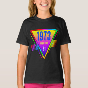 Modern Retro Custom Name Year Age Birthday Gift T-Shirt