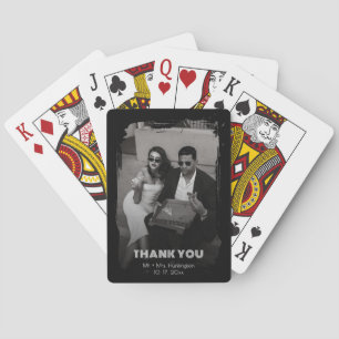 Modern Retro Custom Photo Wedding Thank You Playing Cards