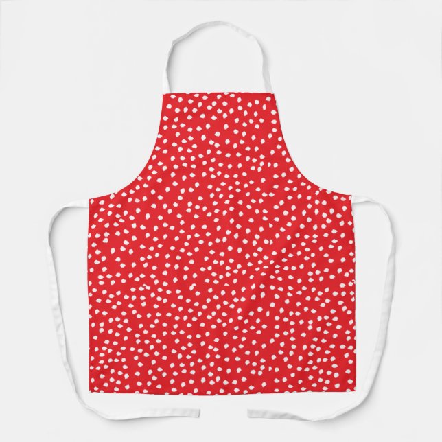 Modern Retro Cute Red Polka Dot Apron (Front)
