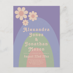 Modern Retro Daisy Arch Wedding Invitation Postcard