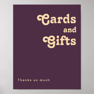 Modern Retro Dark Purple Cards and Gifts Sign