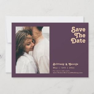 Modern Retro   Dark Purple Photo Horizontal Save The Date