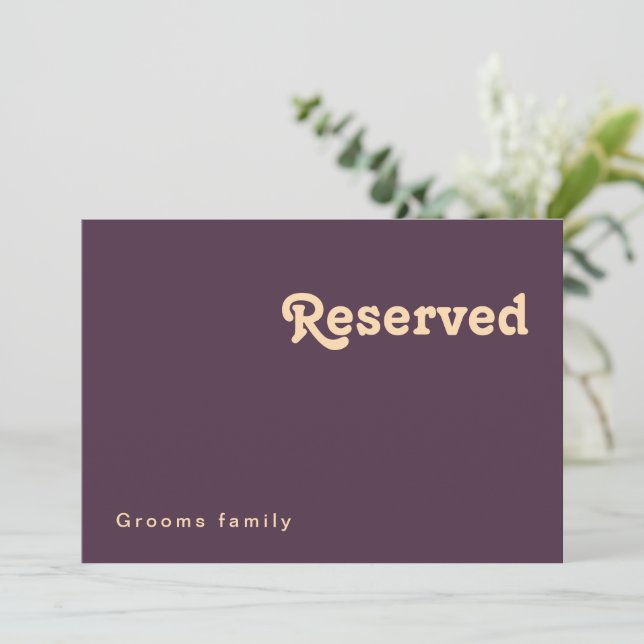 Modern Retro | Dark Purple Reserved Sign (Standing Front)