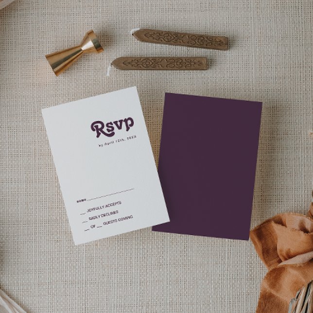 Modern Retro | Dark Purple RSVP Card (Creator Uploaded)