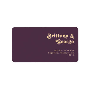 Modern Retro   Dark Purple RSVP Return Address Label