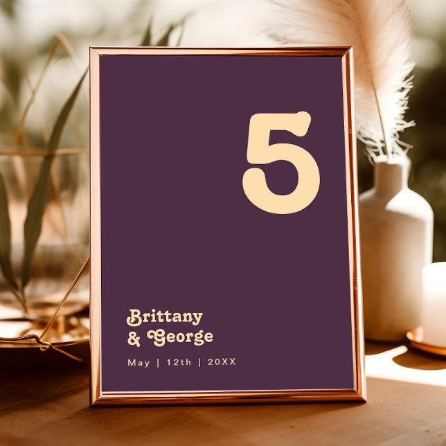 Modern Retro | Dark Purple Table Number (Creator Uploaded)
