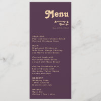Modern Retro | Dark Purple Wedding Dinner Menu