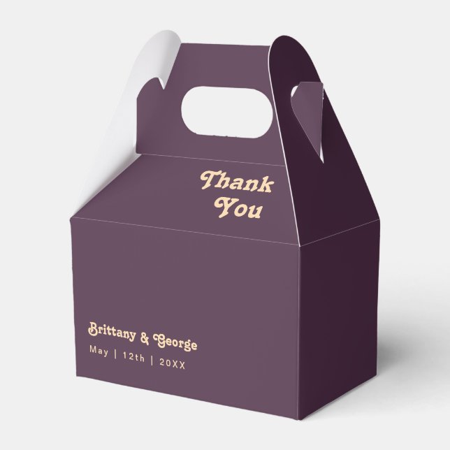 Modern Retro | Dark Purple Wedding Favour Box (Front Side)