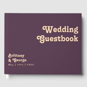 Modern Retro   Dark Purple Wedding Guestbook