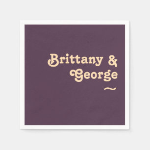 Modern Retro   Dark Purple Wedding Napkins
