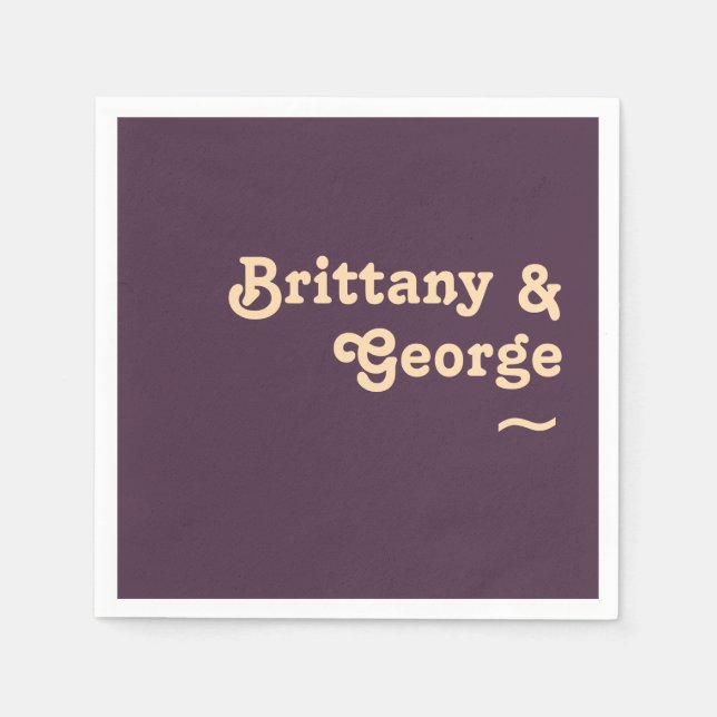 Modern Retro | Dark Purple Wedding Napkins (Front)