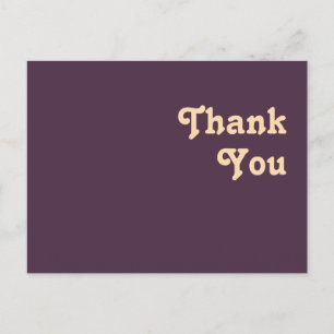 Modern Retro Dark Purple Wedding Thank You Postcard