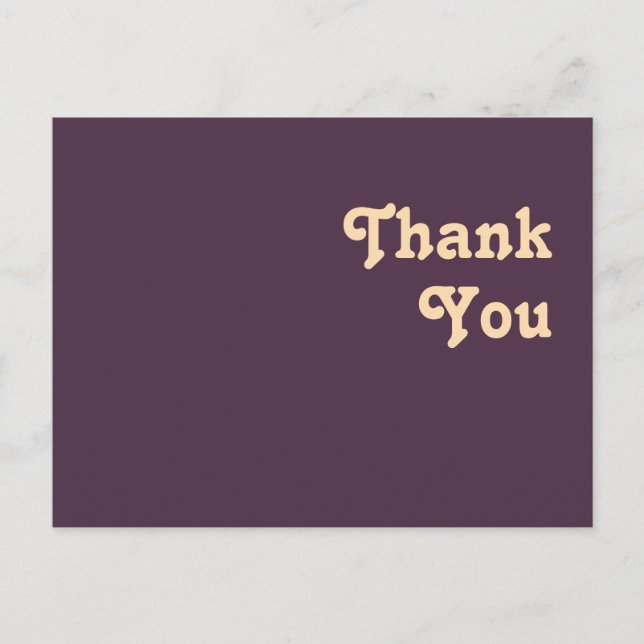 Modern Retro | Dark Purple Wedding Thank You Postcard (Front)