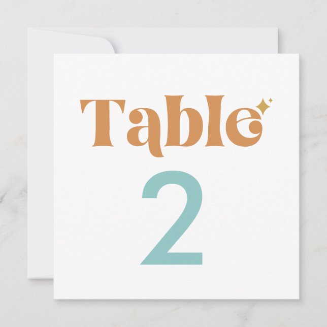 Modern Retro Double Sided Table Numbers (Front)