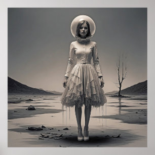 Modern Retro Dreamscape: Girl in Focus Poster