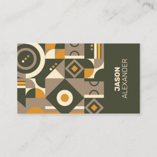 Modern Retro Earth Tone Geometric Business Card