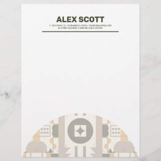 Modern Retro Earth Tone Geometric Letterhead