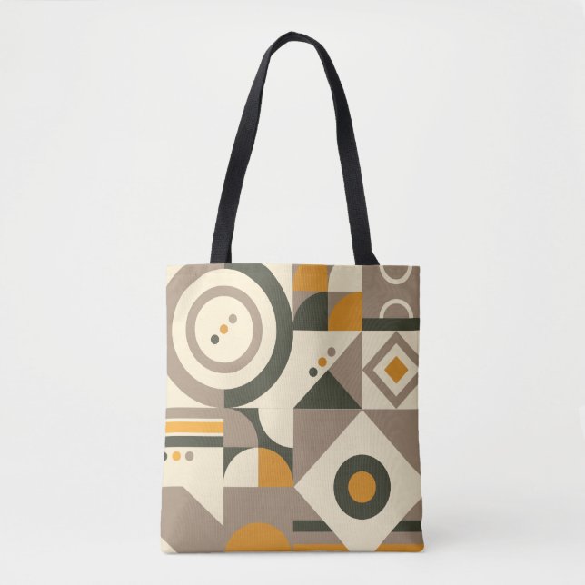 Modern Retro Earth Tone Geometric Shopping Bag (Front)
