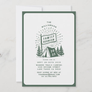 Modern Retro Family Reunion Outdoor Camping Trees  Invitation