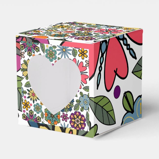 Modern Retro Floral Drawing Seamless Pattern Art  Favour Box (Front Side)