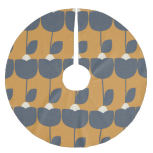 Modern Retro Flowers: Scandinavian Geometric. Brushed Polyester Tree Skirt
