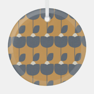 Modern Retro Flowers: Scandinavian Geometric. Glass Tree Decoration