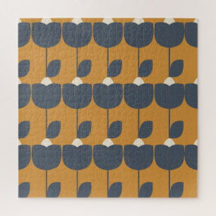 Modern Retro Flowers: Scandinavian Geometric. Jigsaw Puzzle