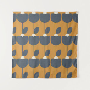 Modern Retro Flowers: Scandinavian Geometric. Tapestry